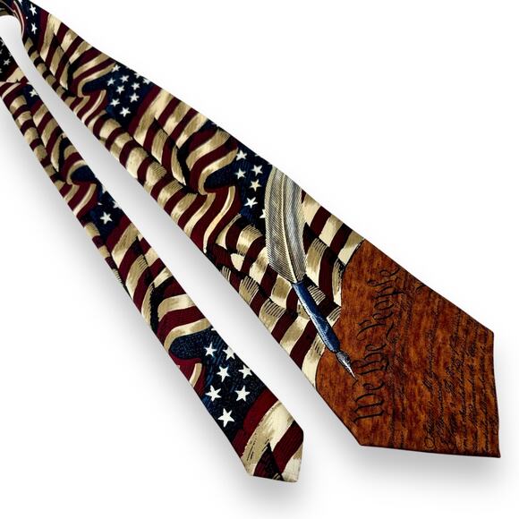 American Flag We the People Constitution Silk Tie 3.75" Tango Max Raab Americana - Picture 1 of 11